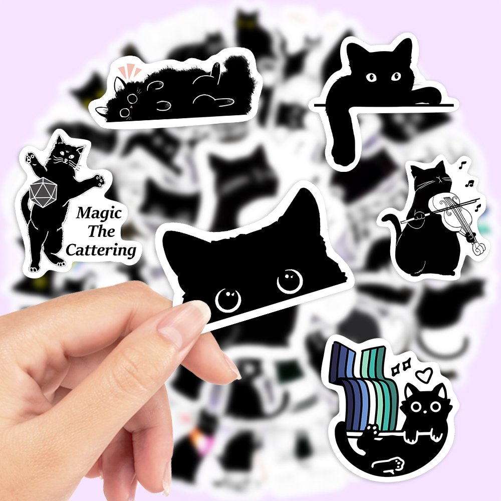 Kawaii Funny Black Cat Sticker - Kids Toys Laptop ulasan dan harga