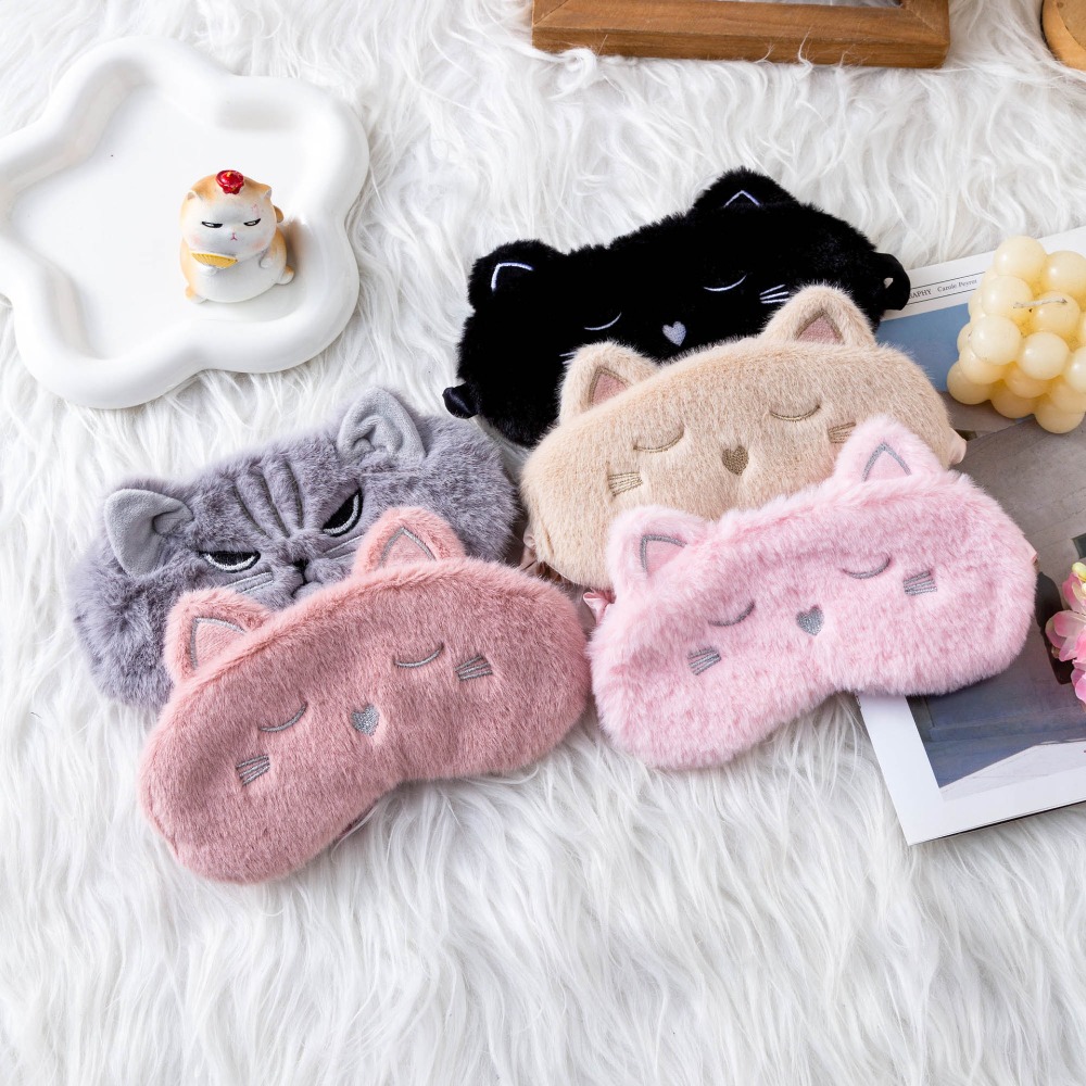 Ins Cute Cat Plush Sleep Mask  - Soft Plush Doll ulasan dan harga