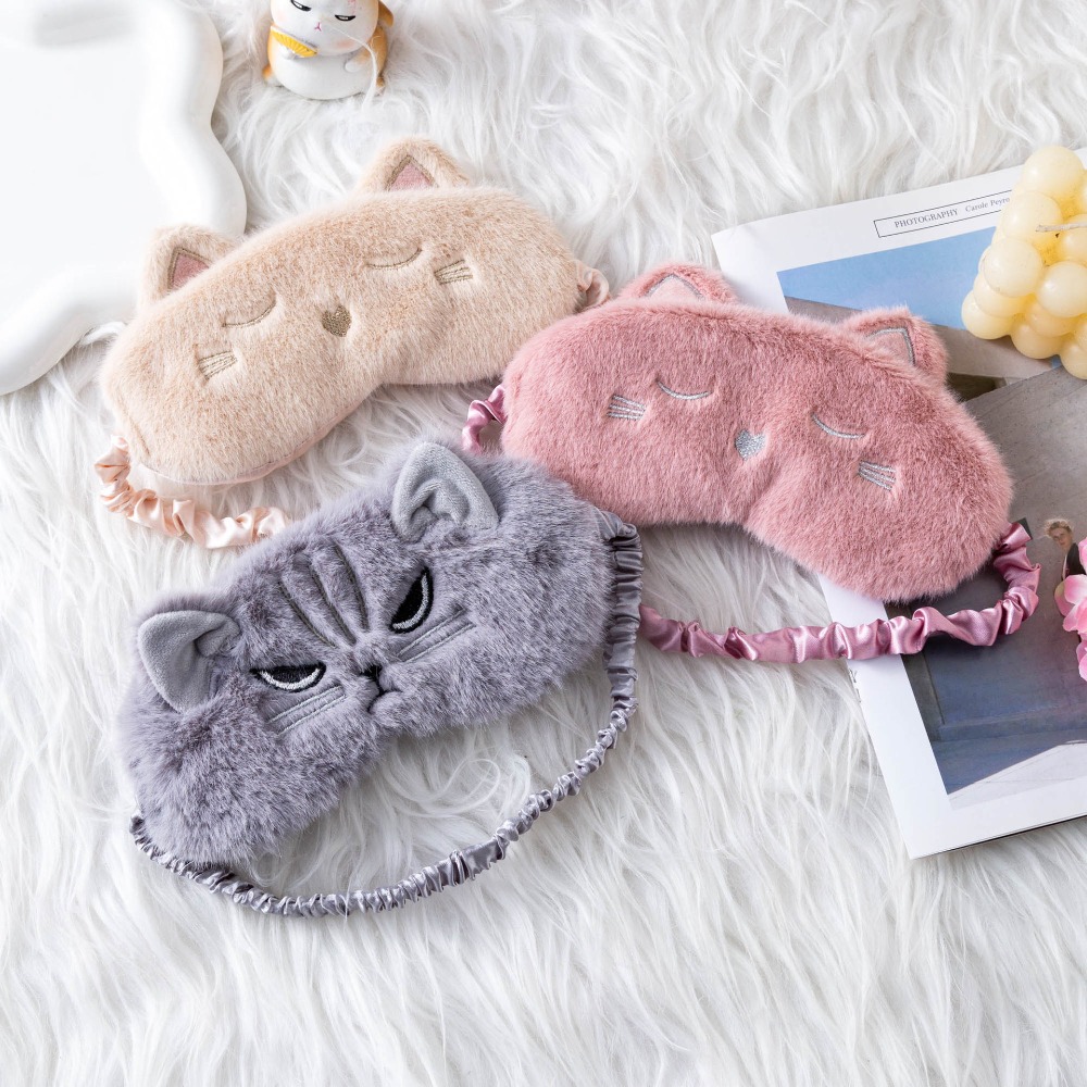 Ins Cute Cat Plush Sleep Mask  - Soft Plush Doll ulasan dan harga