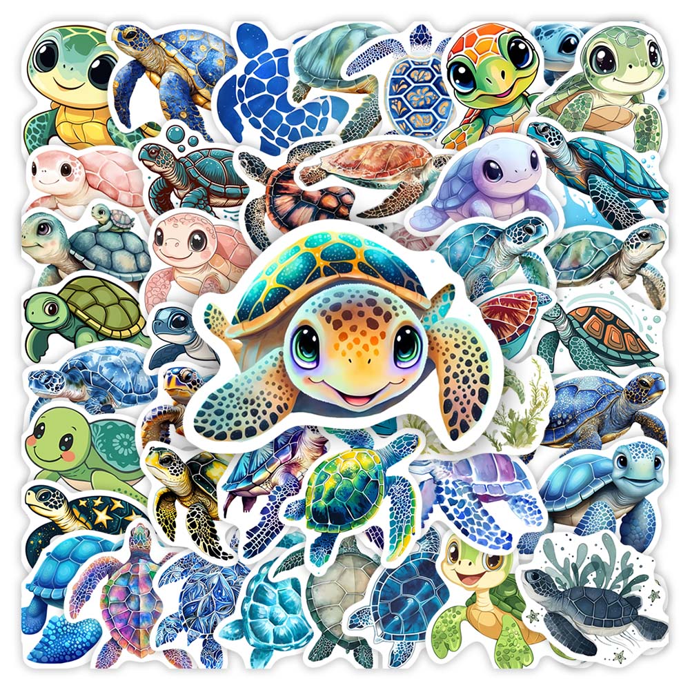 Watercolor Sea Turtle Stickers - Kids Toys Laptop ulasan dan harga