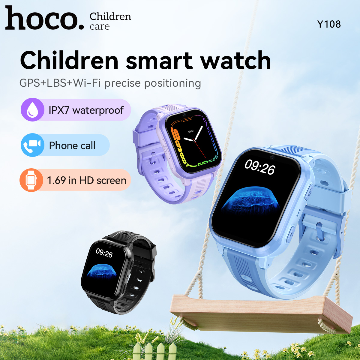 HOCO Y108 1.69inch HD LCD Curv - Kids Smartwatch Gps ulasan dan harga